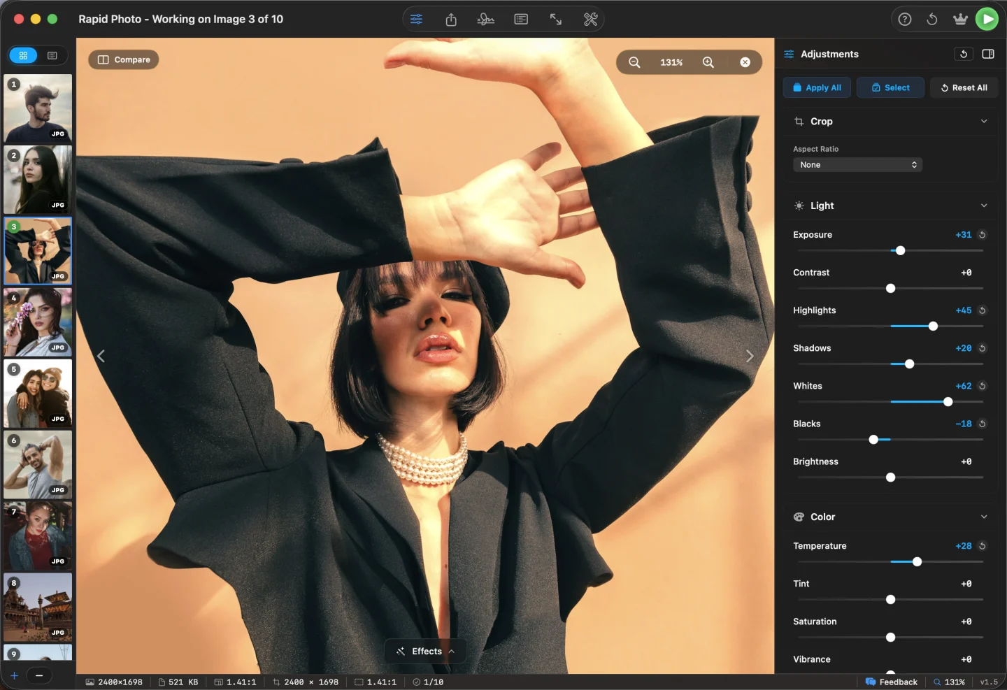 RapidPhoto app running on MacBook Pro